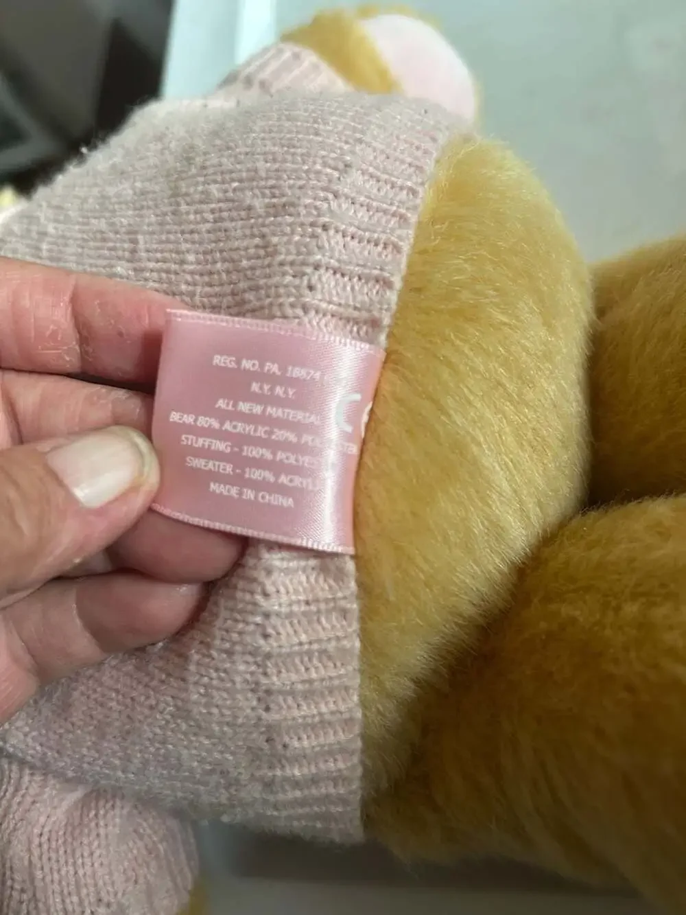Ralph Lauren The Romance Plush Teddy Bear Stuffed Animal Pink Knit Logo Sweater